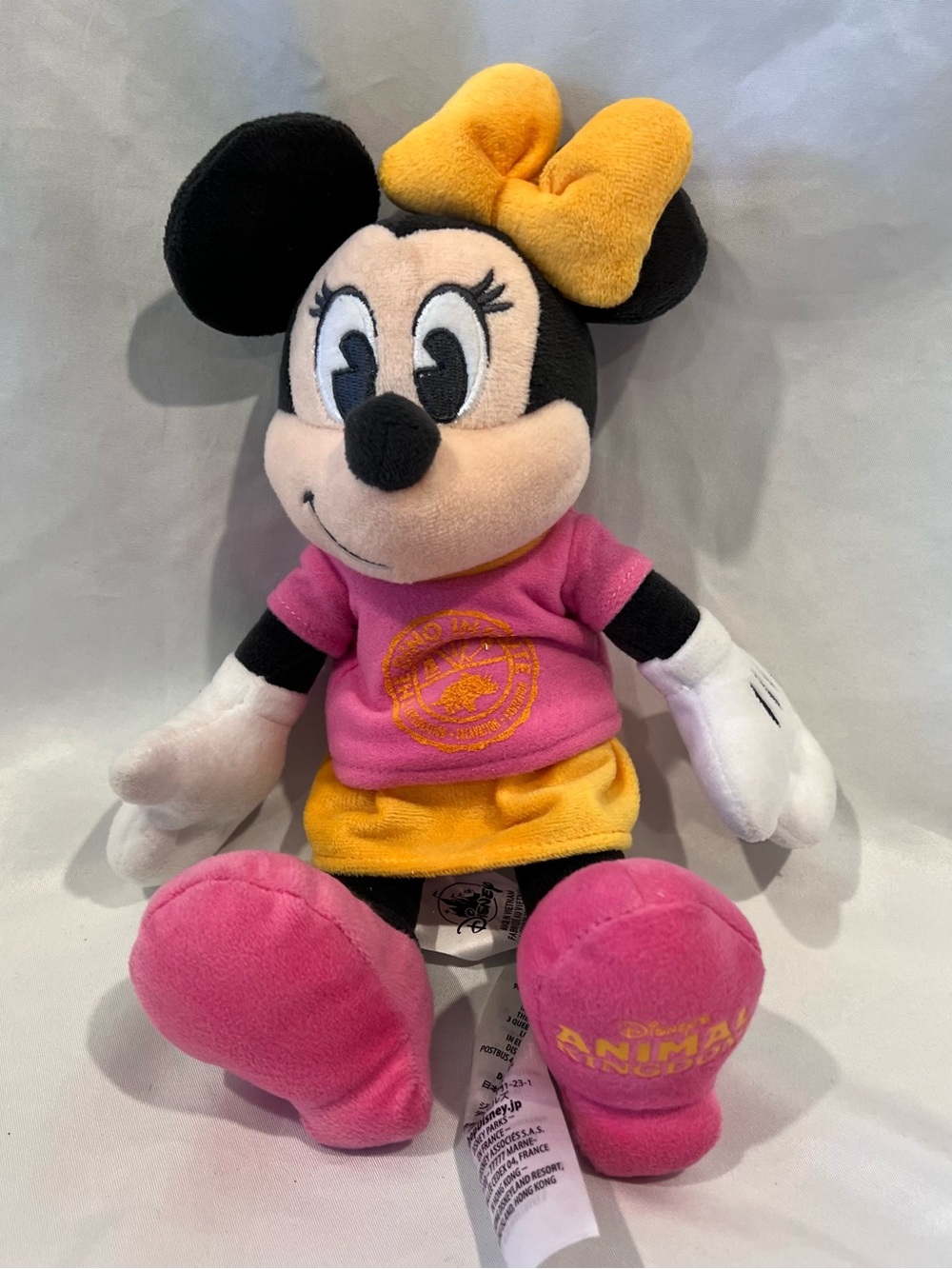 Disney Parks Animal Kingdom Minnie Mouse Plush Dino Institute Pink Yellow